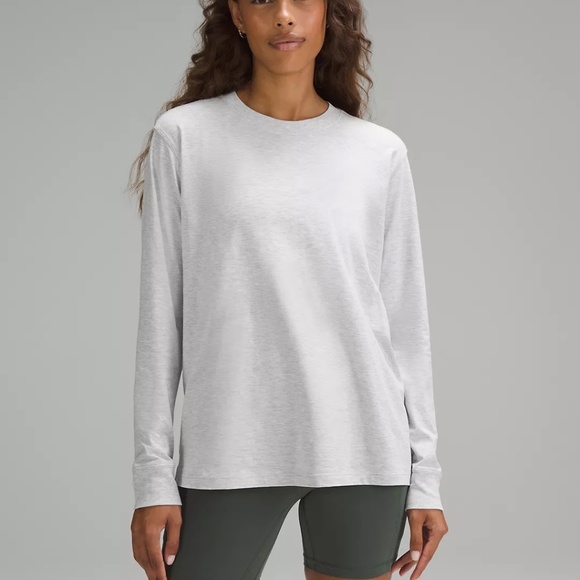 Lululemon All Yours Long-Sleeve Shirt in Heather Core Ultra Light Grey- 4 - Picture 1 of 6